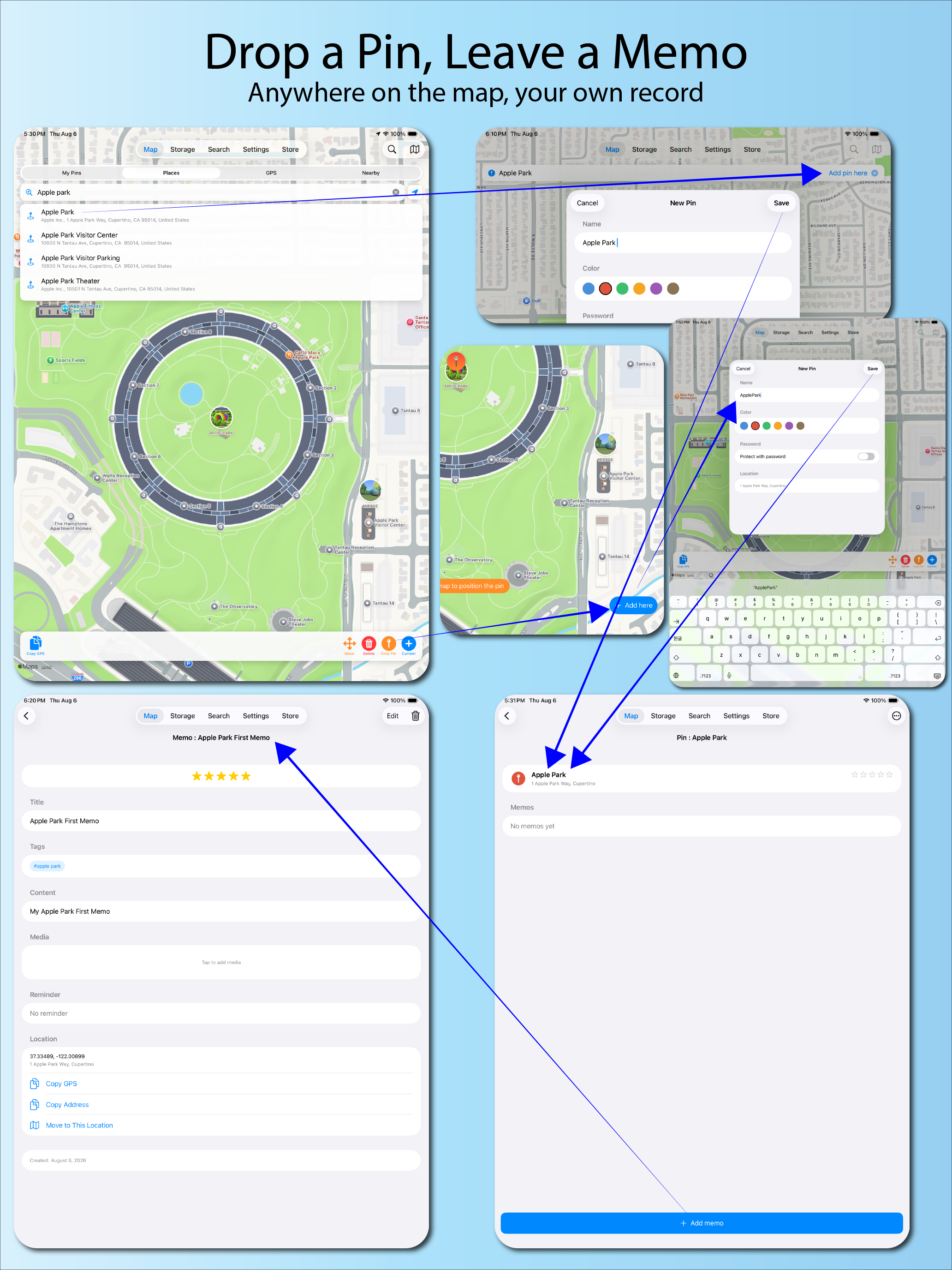 Add a Pin & Write Memos