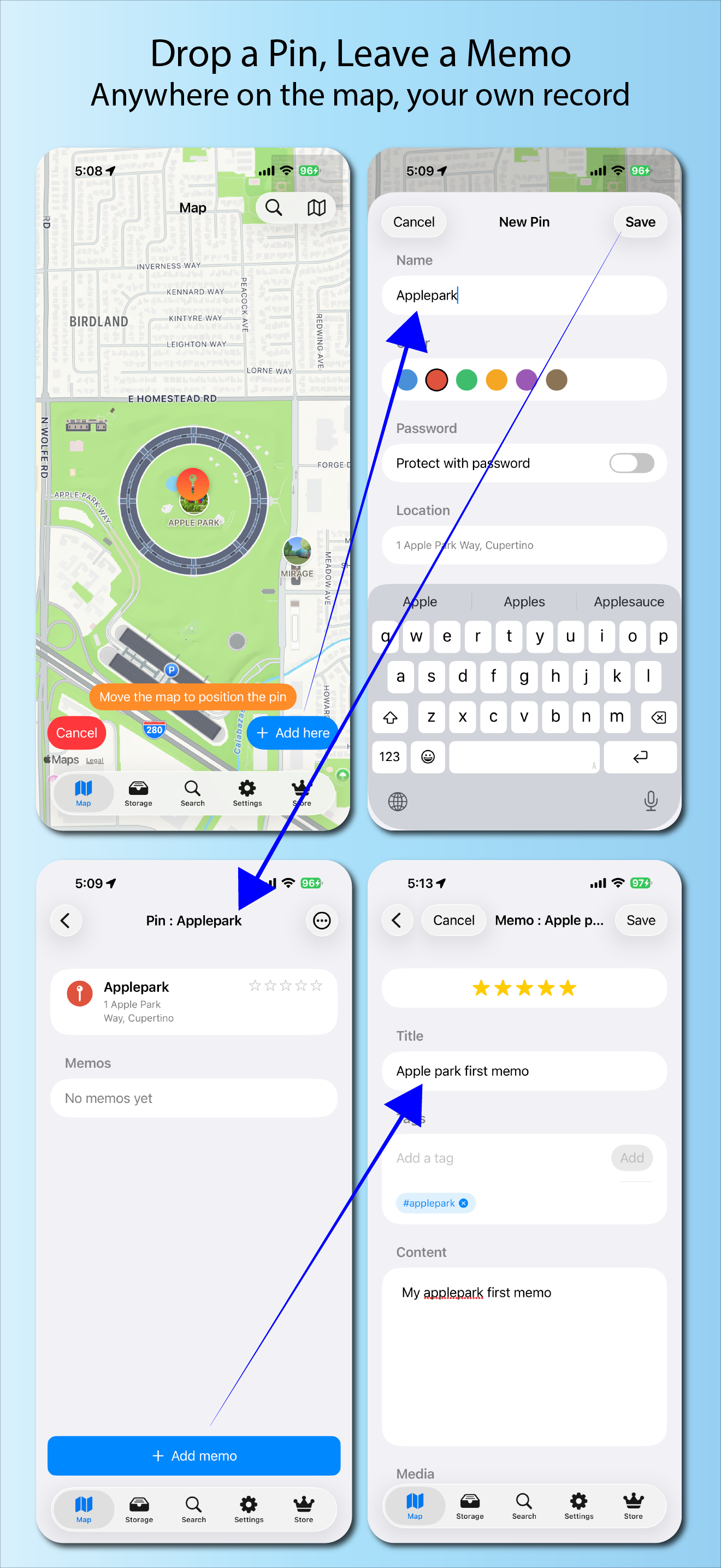 Add a Pin & Write Memos