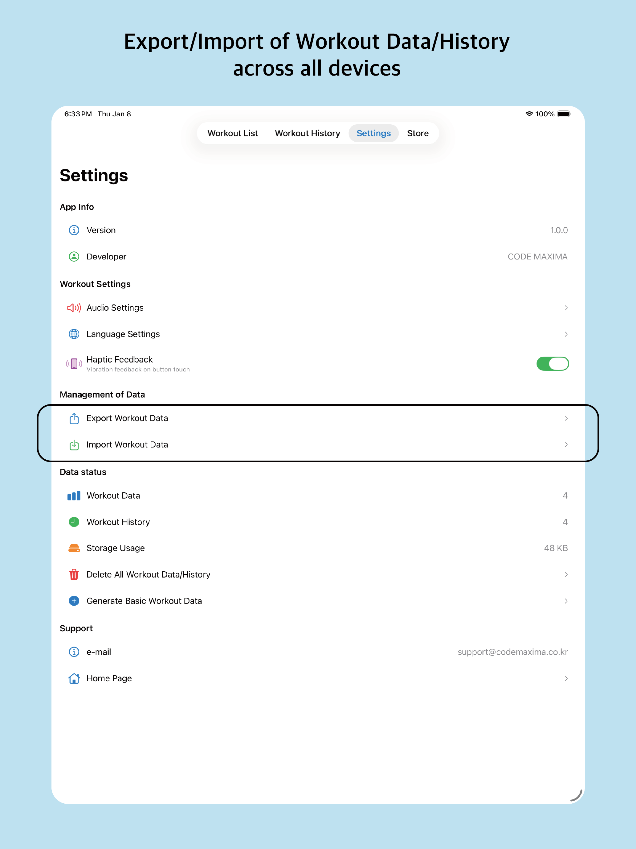 Export/Import Settings